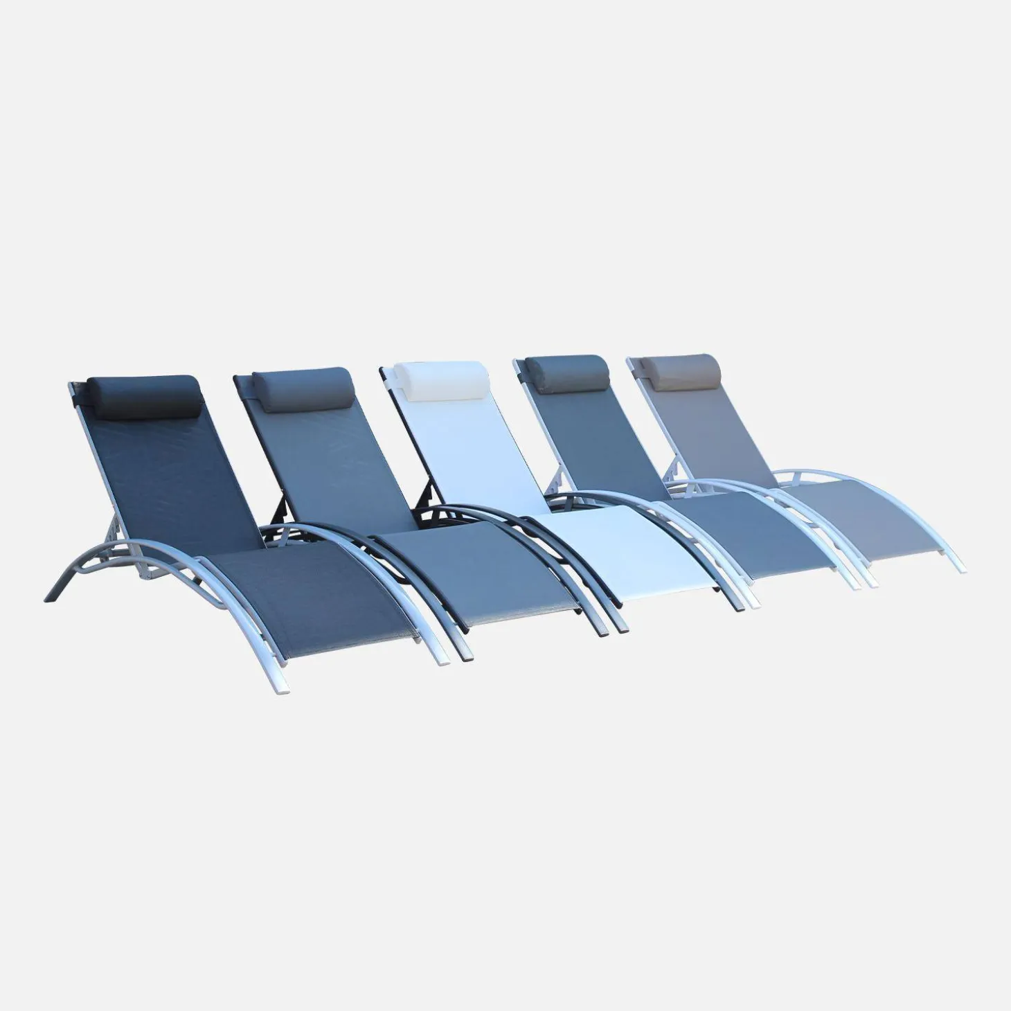 Tumbona de aluminio textileno, set de 2