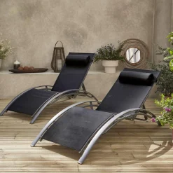 Tumbona de aluminio textileno, set de 2