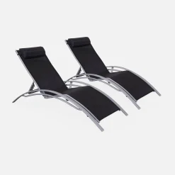 Tumbona de aluminio textileno, set de 2