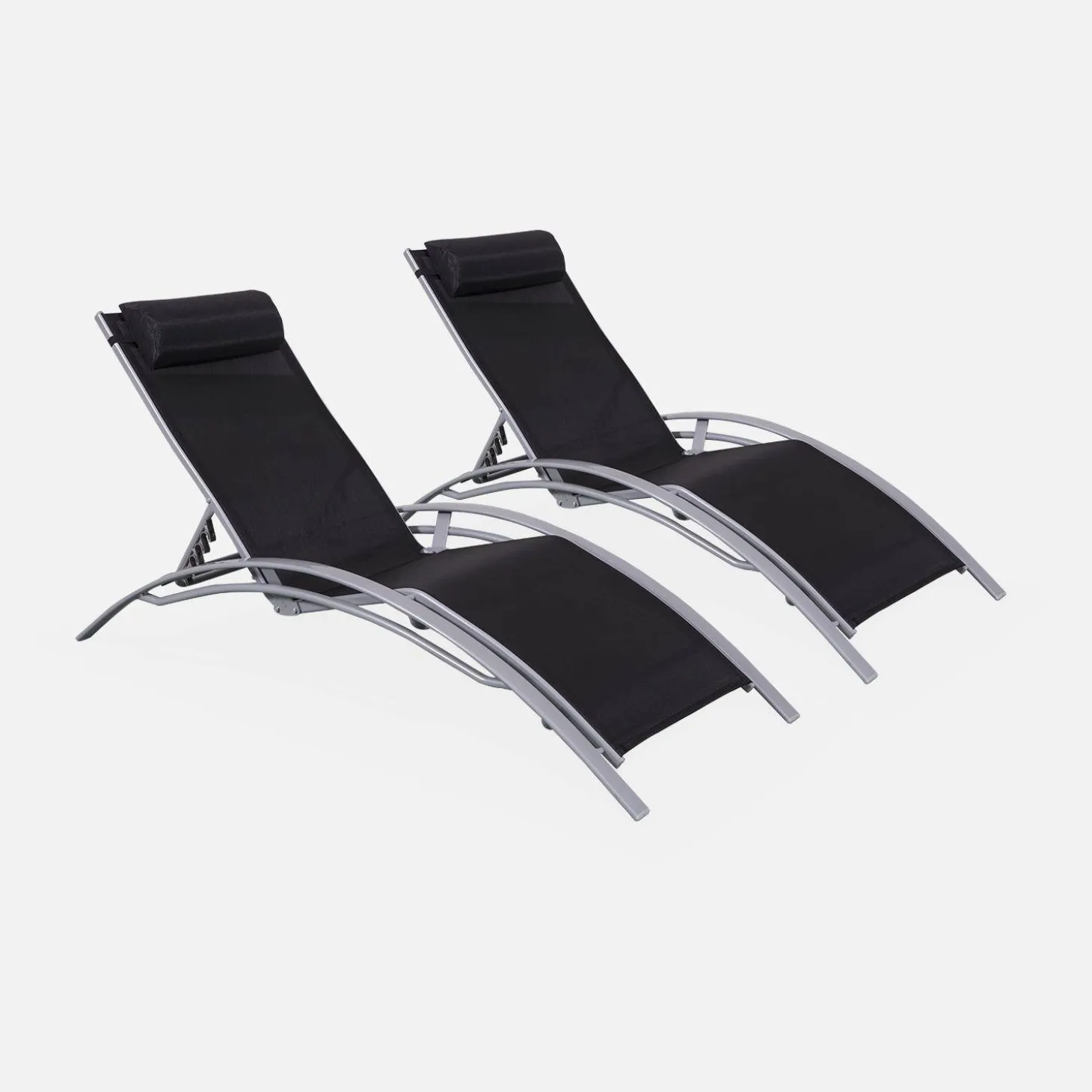 Tumbona de aluminio textileno, set de 2