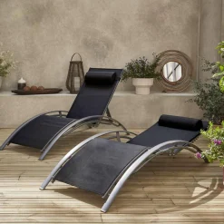 Tumbona de aluminio textileno, set de 2