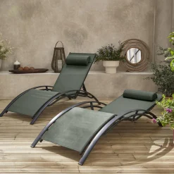 Tumbona de aluminio textileno, set de 2