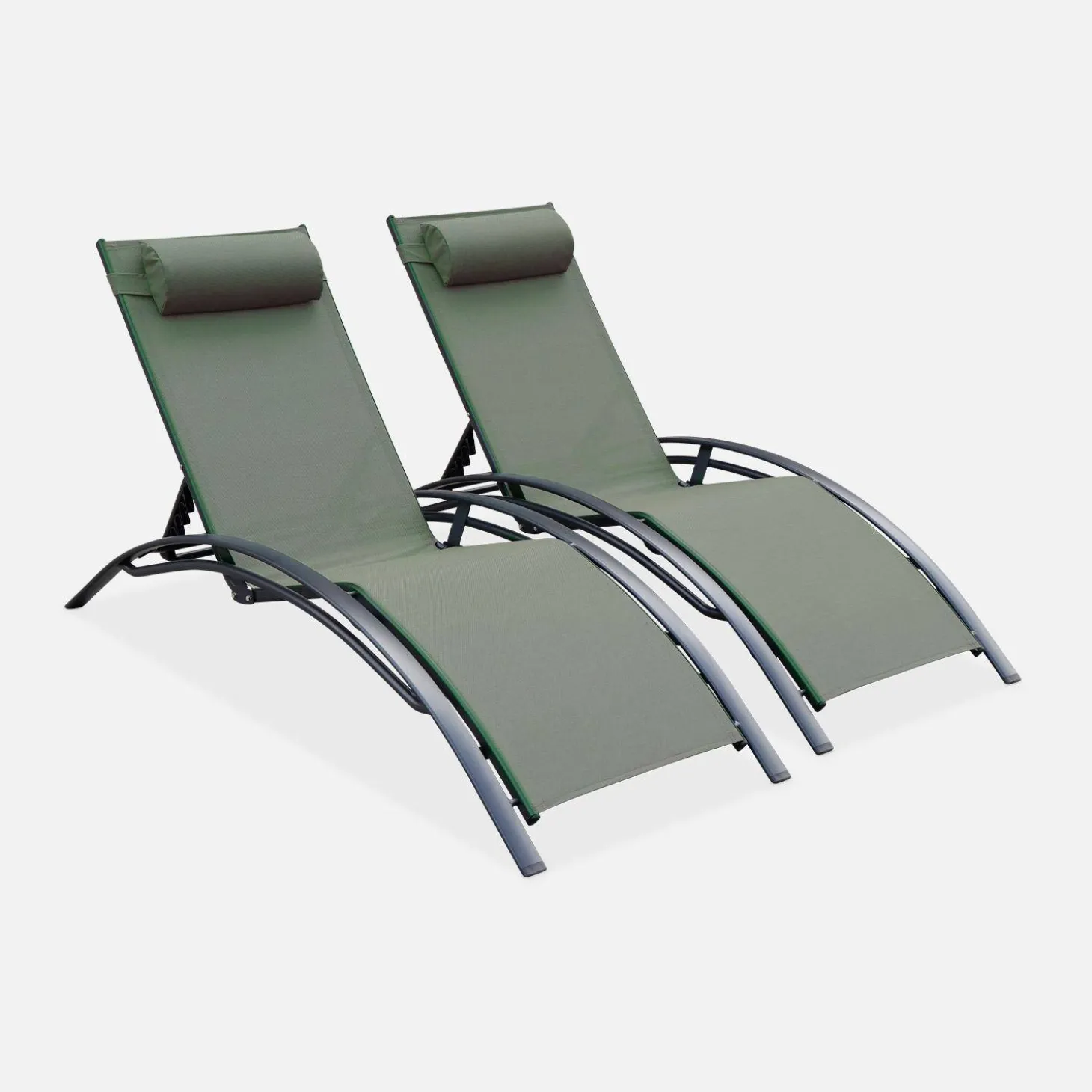 Tumbona de aluminio textileno, set de 2