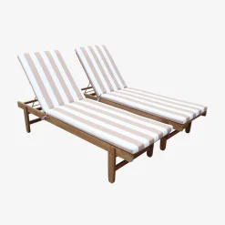 Tumbona de madera con ruedas, set de 2
