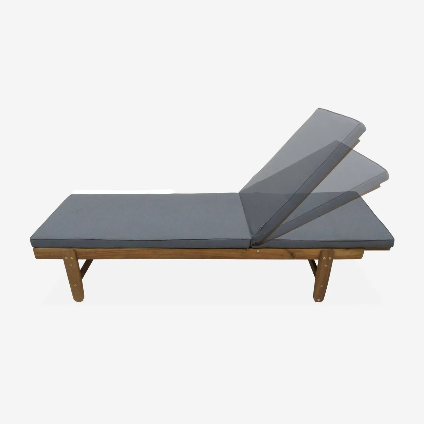 Tumbona de madera con ruedas, set de 2