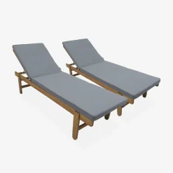Tumbona de madera con ruedas, set de 2