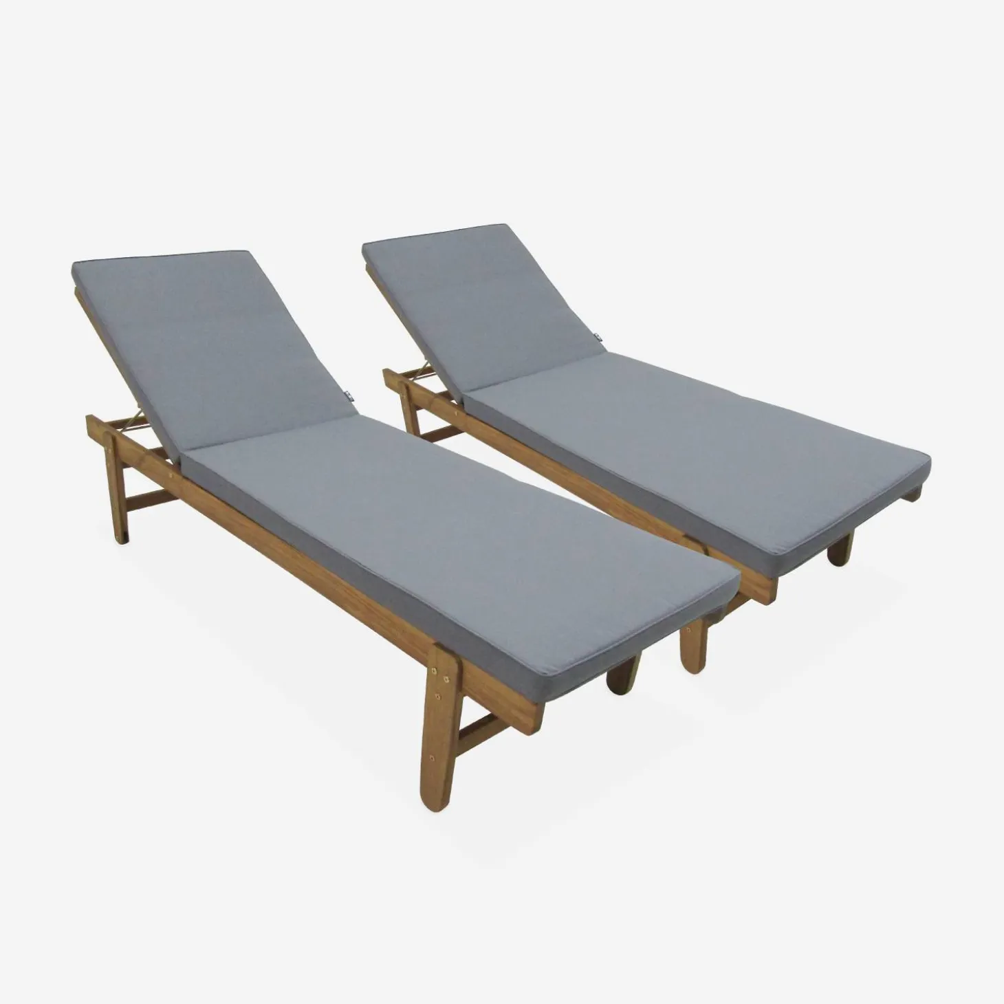 Tumbona de madera con ruedas, set de 2