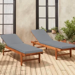 Tumbona de madera con ruedas, set de 2