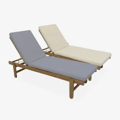 Tumbona de madera con ruedas, set de 2