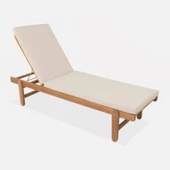 Tumbona de madera con ruedas, set de 2