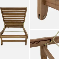 Tumbona de madera con ruedas, set de 2
