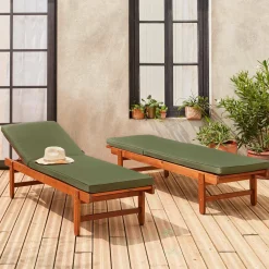 Tumbona de madera con ruedas, set de 2