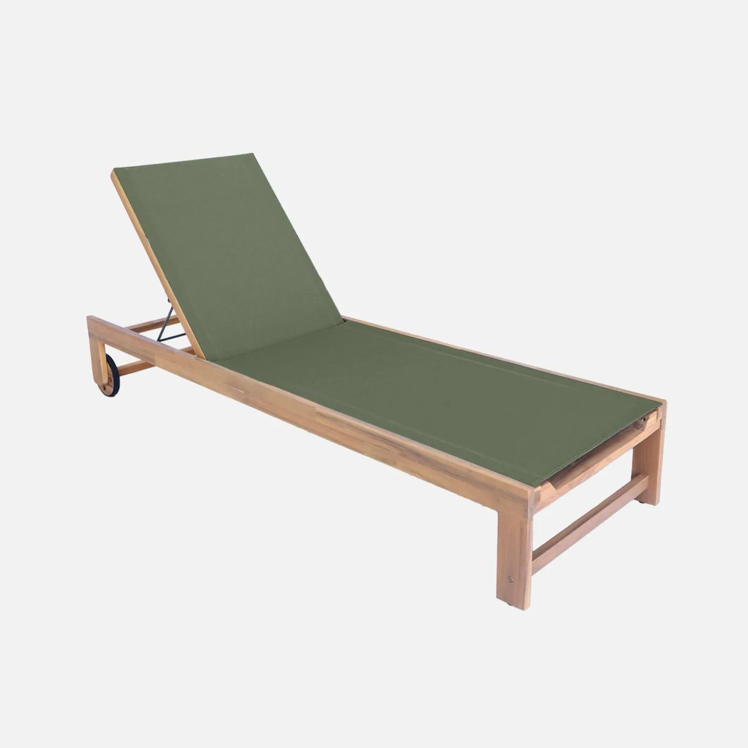 Tumbona de madera de acacia, multiposición, con ruedas, set de 2