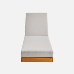 Tumbona de madera de acacia con cojín multiposiciones con ruedas