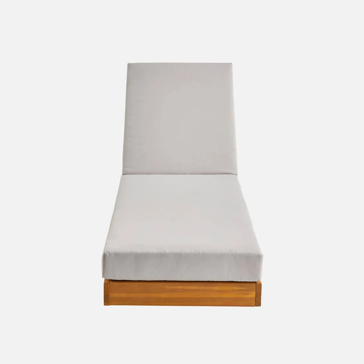 Tumbona de madera de acacia con cojín multiposiciones con ruedas