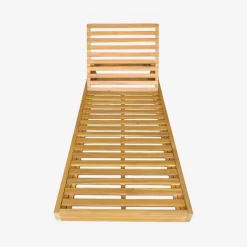 Tumbona de madera de acacia con cojín multiposiciones con ruedas
