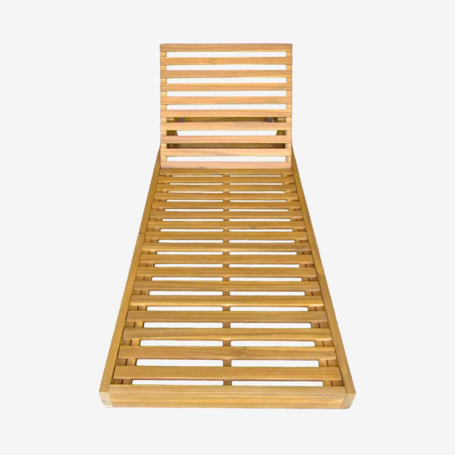 Tumbona de madera de acacia con cojín multiposiciones con ruedas