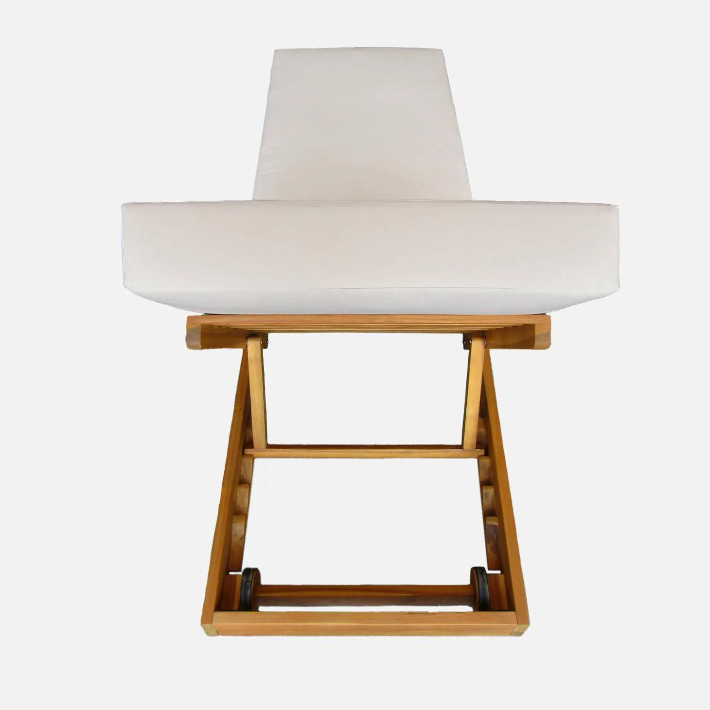 Tumbona de madera de acacia con cojín multiposiciones con ruedas