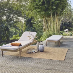 Tumbona de madera de acacia y reclinables, set de 2