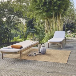 Tumbona de madera de acacia y reclinables, set de 2