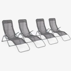 Tumbona plegable de textileno con 2 posiciones, set de 4