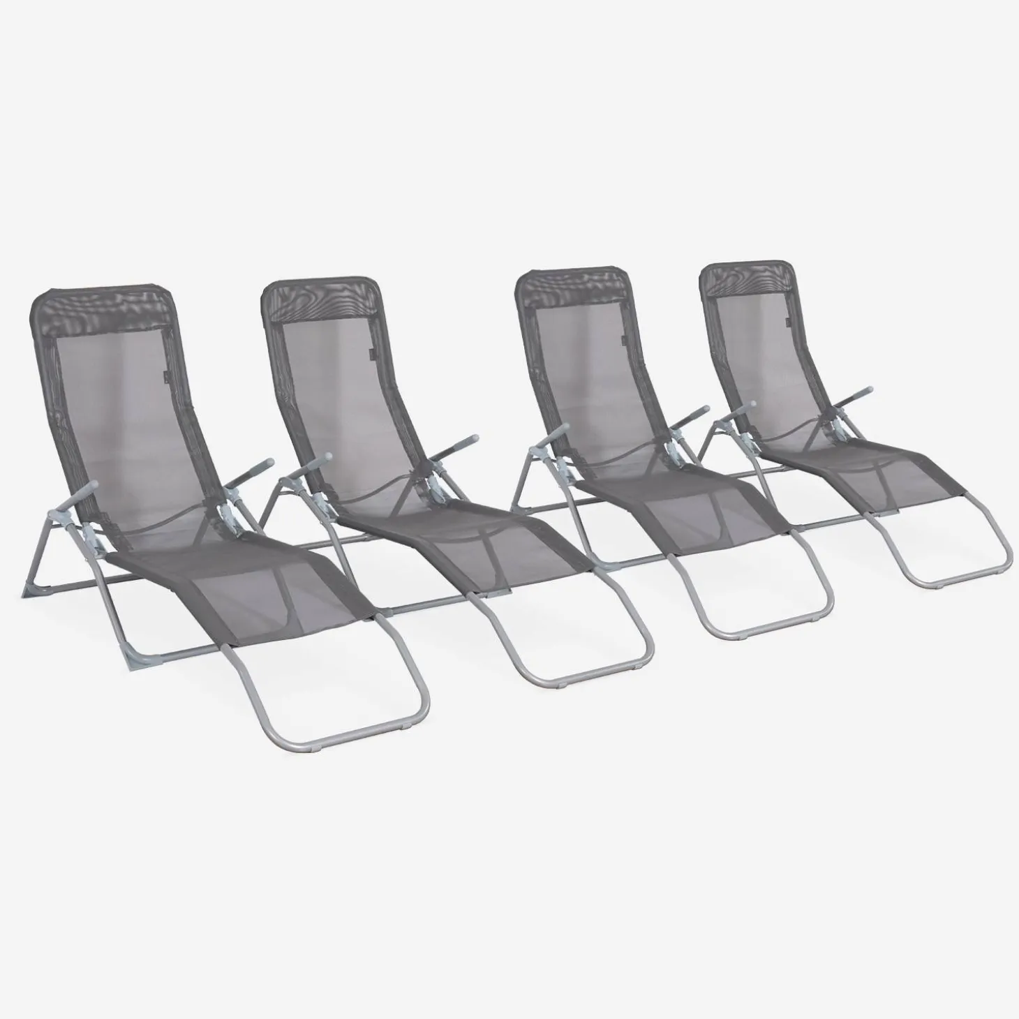 Tumbona plegable de textileno con 2 posiciones, set de 4