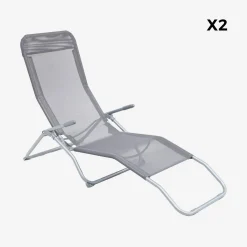 Tumbona plegable de textileno con 2 posiciones, set de 2