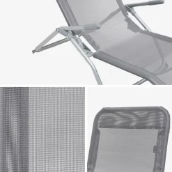 Tumbona plegable de textileno con 2 posiciones, set de 2