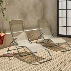 Tumbona plegable de textileno con 2 posiciones, set de 2
