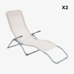 Tumbona plegable de textileno con 2 posiciones, set de 2