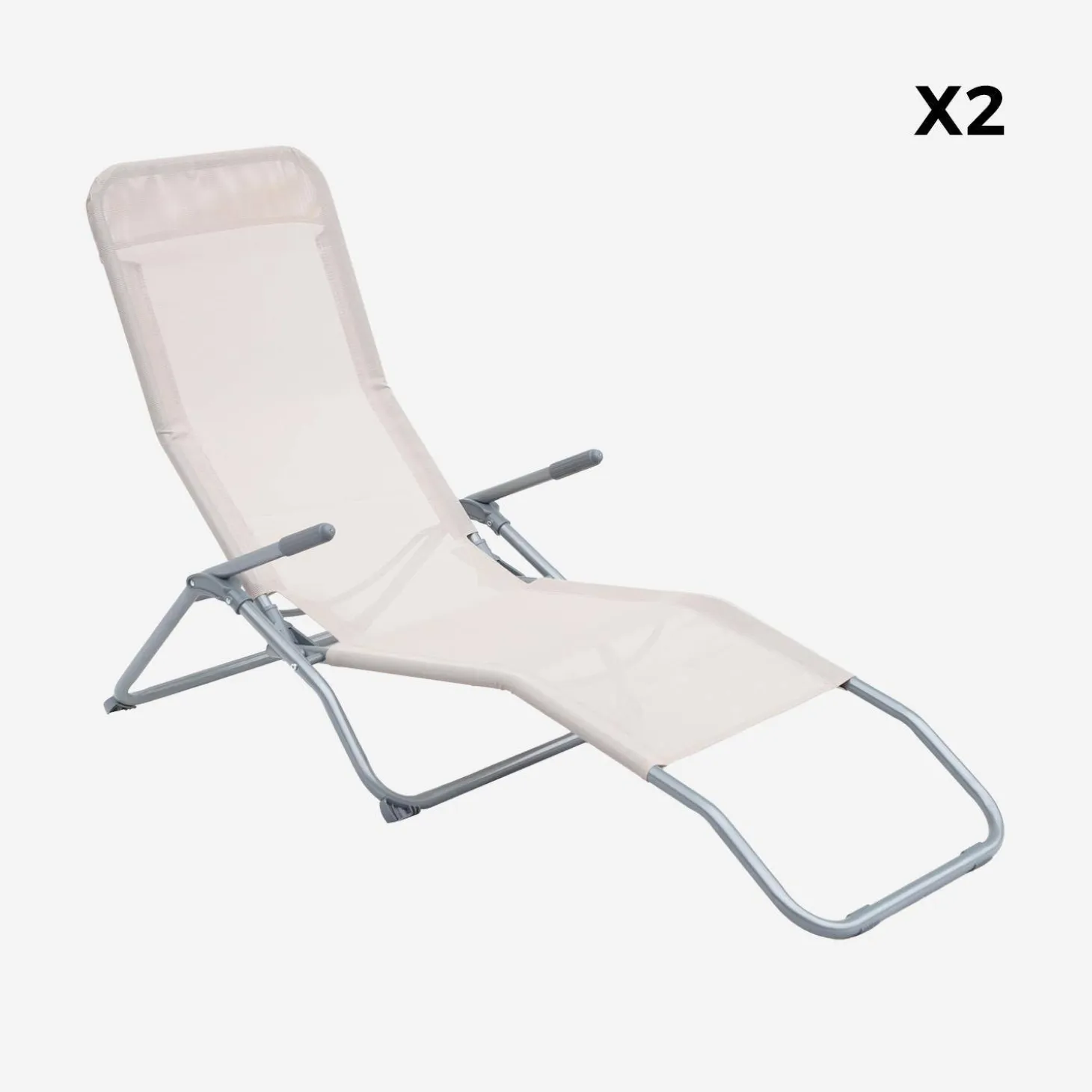 Tumbona plegable de textileno con 2 posiciones, set de 2