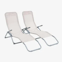 Tumbona plegable de textileno con 2 posiciones, set de 2