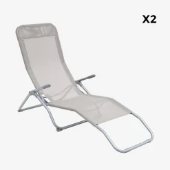 Tumbona plegable de textileno con 2 posiciones, set de 2