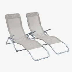 Tumbona plegable de textileno con 2 posiciones, set de 2