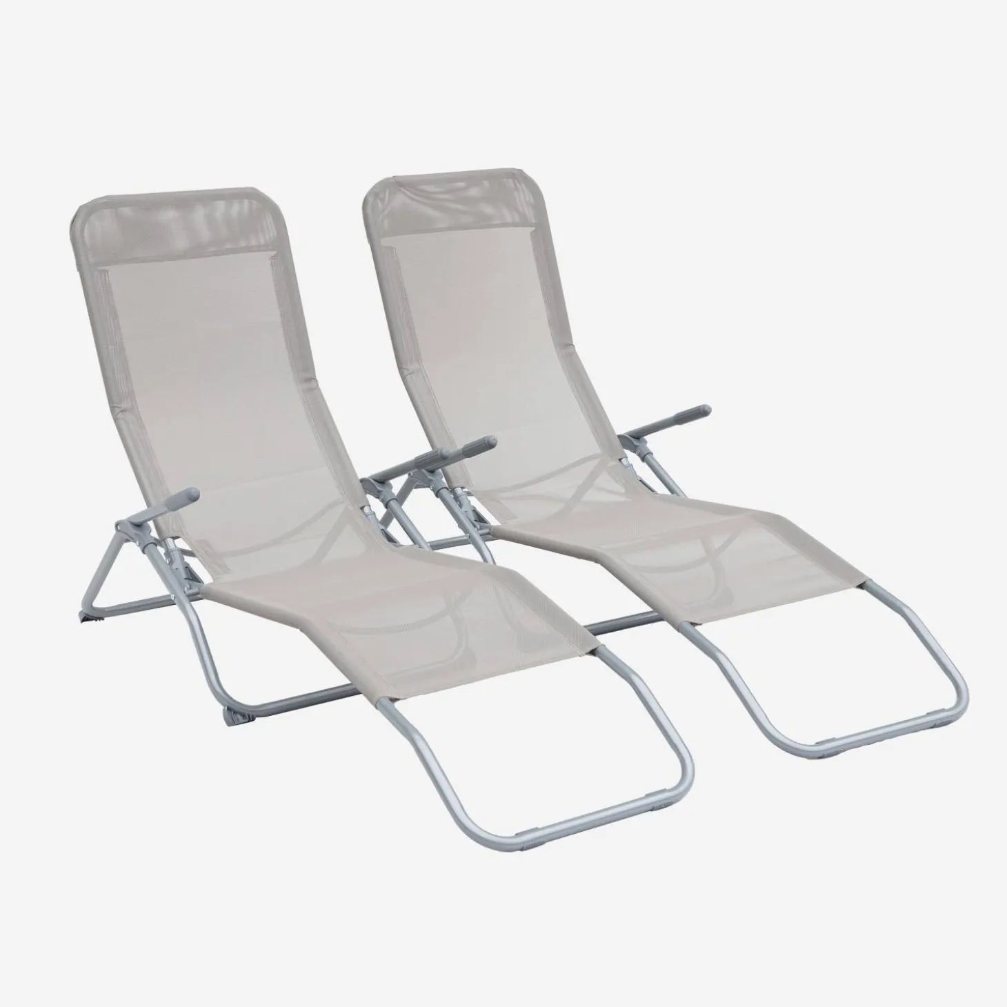 Tumbona plegable de textileno con 2 posiciones, set de 2