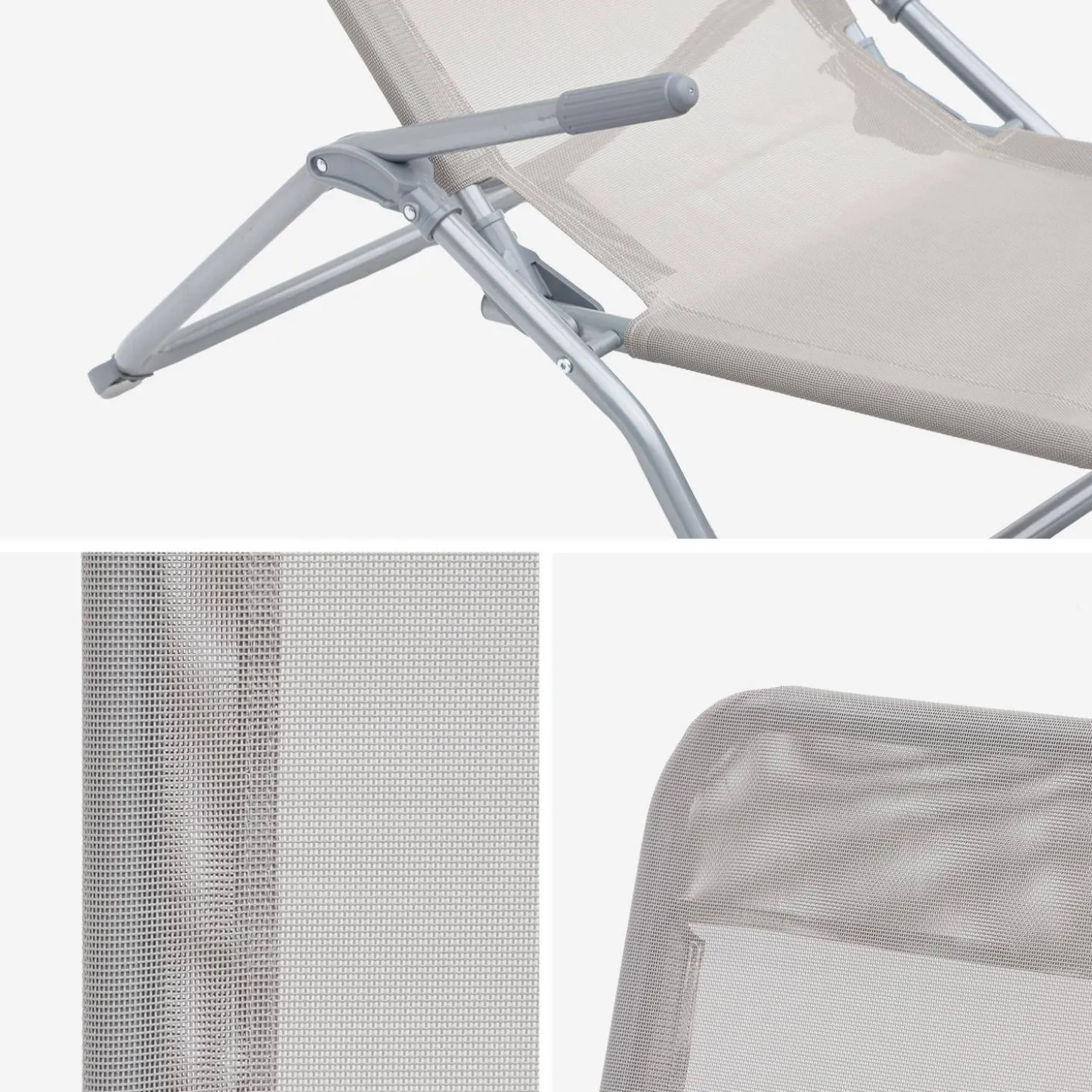 Tumbona plegable de textileno con 2 posiciones, set de 2
