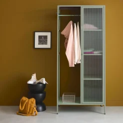 Vestidor armario industrial metal con barra + 5 espacios de almacenamiento