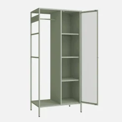 Vestidor armario industrial metal con barra + 5 espacios de almacenamiento