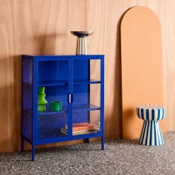 Vitrina de acero y vidrio templado de 2 puertas, 80cm