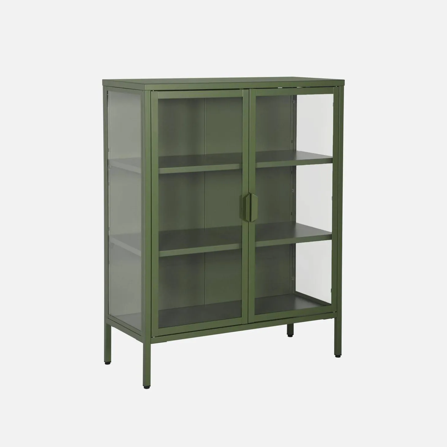 Vitrina de acero y vidrio templado de 2 puertas, 80cm