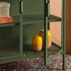 Vitrina de acero y vidrio templado de 2 puertas, 80cm