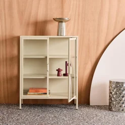 Vitrina de acero y vidrio templado de 2 puertas, 80cm