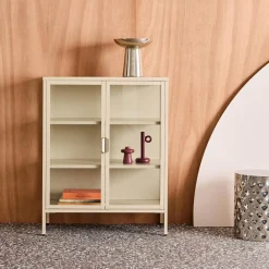 Vitrina de acero y vidrio templado de 2 puertas, 80cm