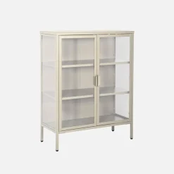 Vitrina de acero y vidrio templado de 2 puertas, 80cm
