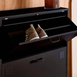 Zapatero industrial de metal con 3 cajones